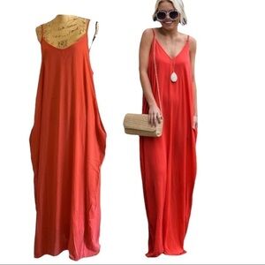 Mix Max Maxi Coral Orange Dress NWT